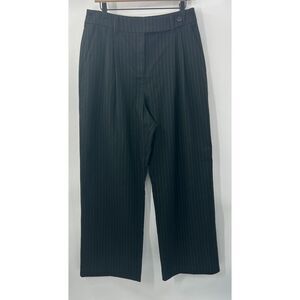 Wildfang The Empower Pinstripe Wide Leg Trouser Black Green Size 12